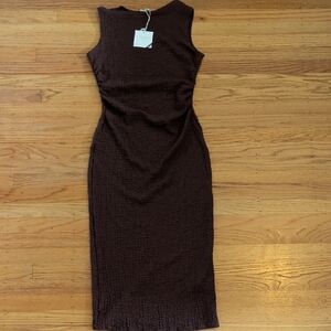 Brown Midi Sleeveless Dress